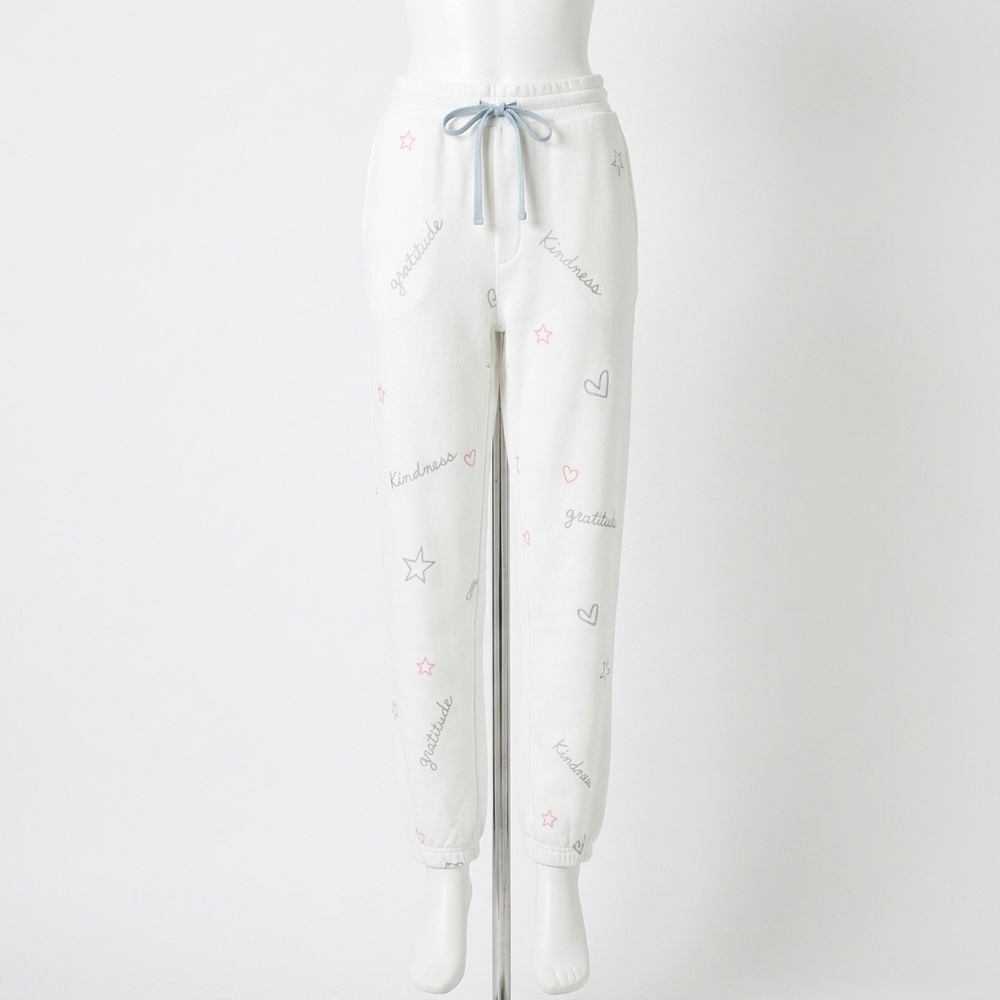 NEW SPLENDID virtue embroidered jogger in ivory